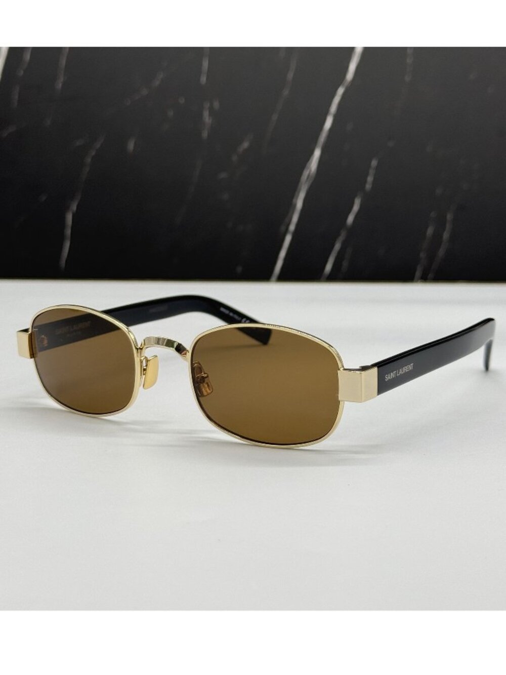 Saint Laurent SL706 001 Black Brown Square Unisex Sunglasses